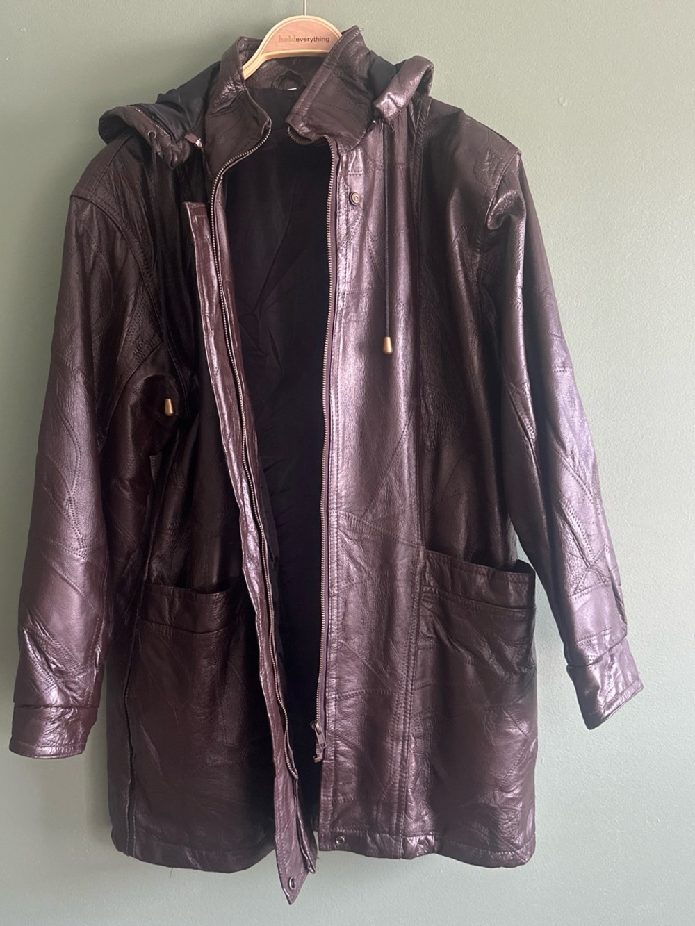 Men's Dark Brown Leather Hooded Jacket